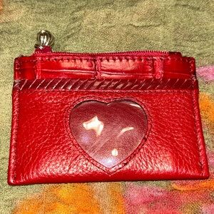 Brighton Red Leather Card Pouch with Heart Accent